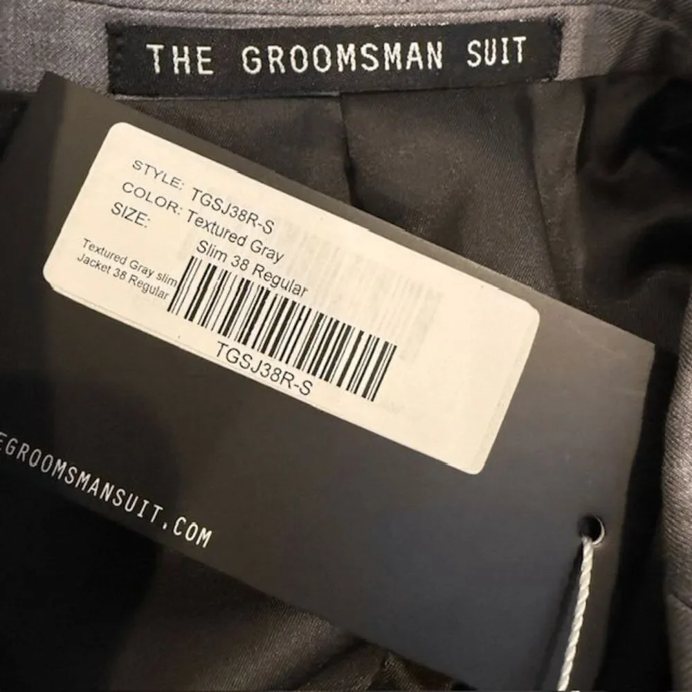NWT The Suit‎ Shop Textured Gray Suit Jacket Slim Size 38 R